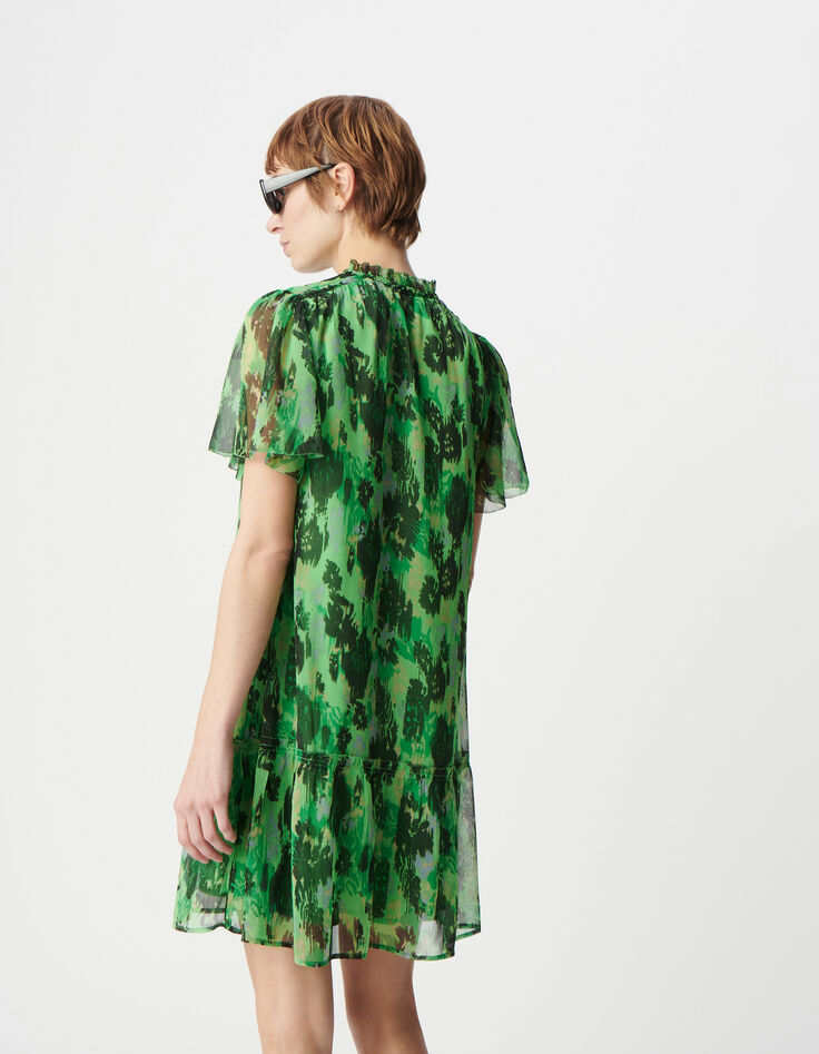 Grünes, locker sitzendes Kleid mit abstraktem Muster für Damen-3