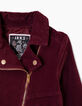 Veste prune en velours lisse esprit motard fille-6
