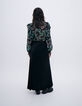 Lange zwarte rok in viscose met split Dames-4