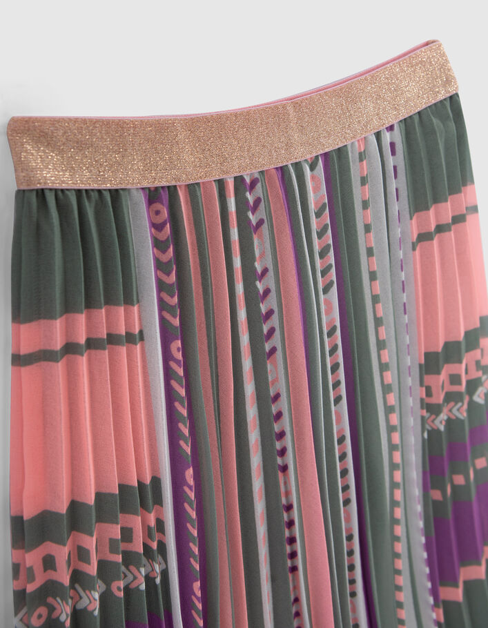 Jupe longue plissée kaki à motifs ethniques fille - IKKS