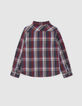 Camisa roja mix cuadros capucha extraíble niño-3