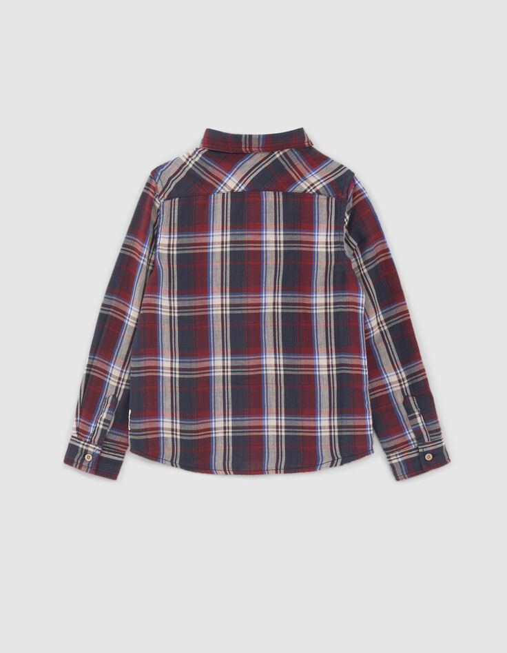 Camisa roja mix cuadros capucha extraíble niño-3