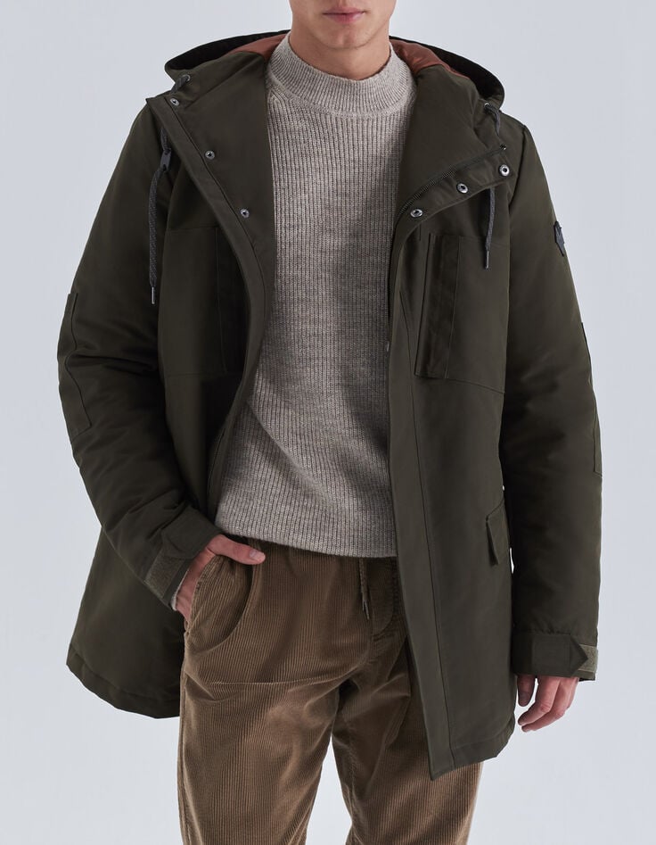 Parka kaki multipoches intérieur matelassé Homme-2