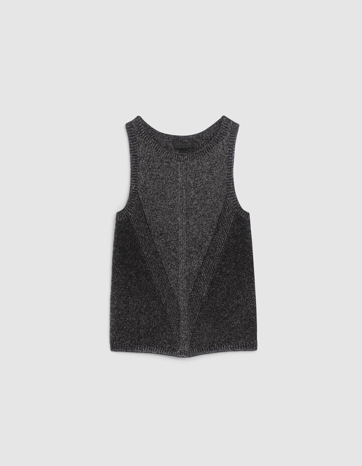 Pure Edition Lurex-Damentop aus Zierstrick in Schwarz-8