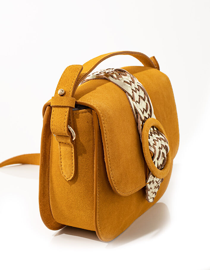 I.Code sunflower suede bag with golden belt - IKKS