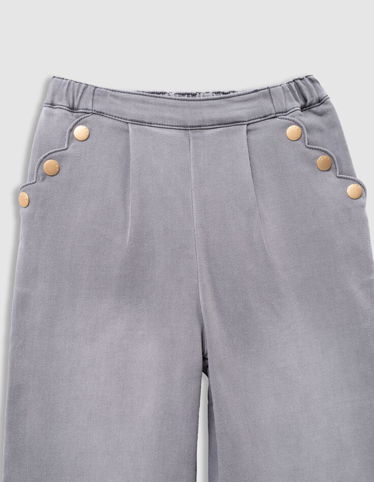 Grijze wideleg jeans drukknopen zakken meisjes-2 Grijze wideleg jeans drukknopen zakken meisjes-2
