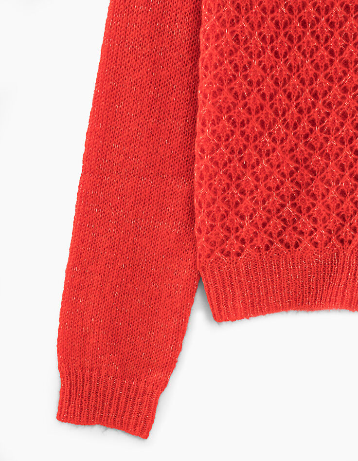 Cárdigan rojo lipstick mohair mezclado calado I.Code-3 Cárdigan rojo lipstick mohair mezclado calado I.Code-3