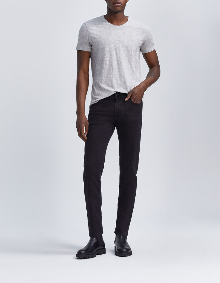 Schwarze SLIM-Herrenjeans aus Fleece-Denim Lemmy-7