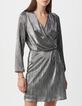 Robe noire métallisée plisssée Femme-2