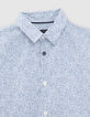 Chemise bleue imprimé feuilles minimalistes garçon-2