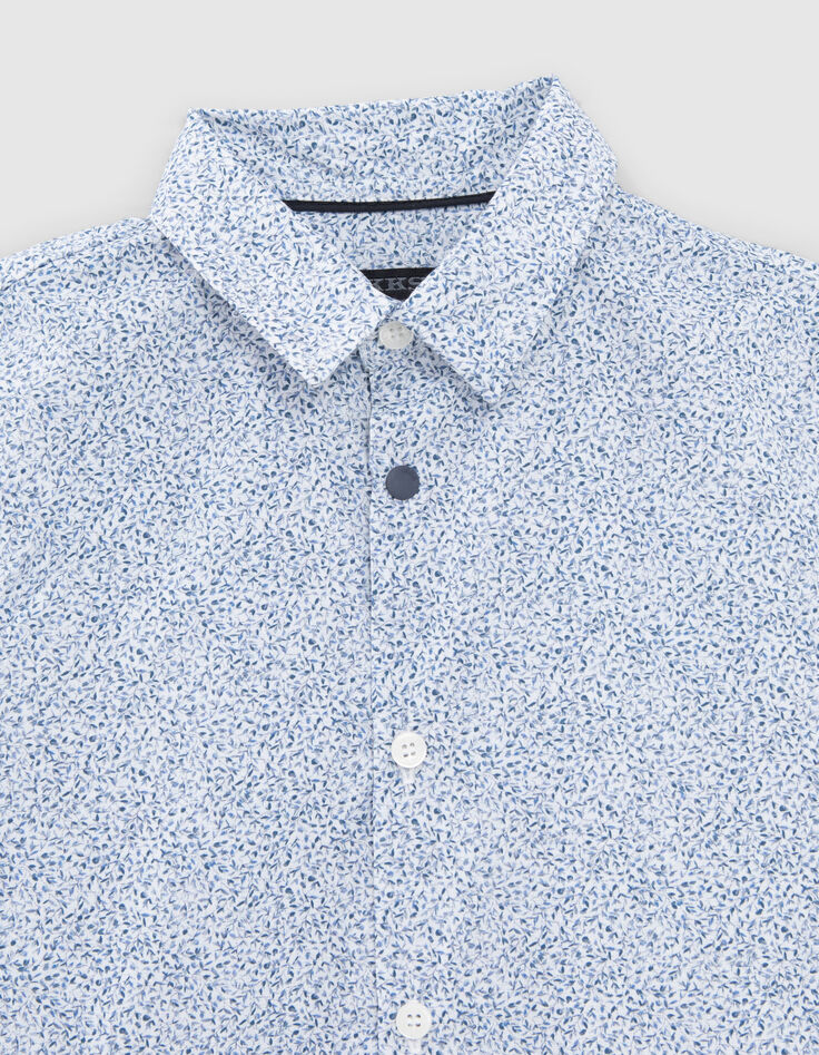 Chemise bleue imprimé feuilles minimalistes garçon-2