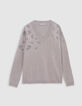 Sesame knit sweater leopard pattern micro studs Women-5