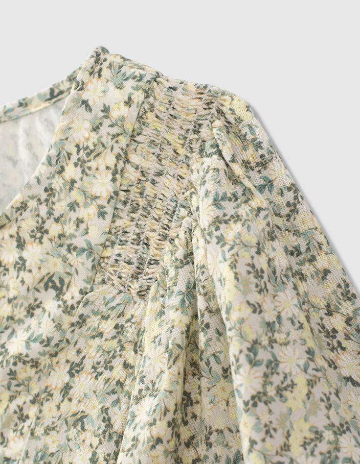 Cremewei&szlig;e M&auml;dchenbluse aus Ecovero&reg; mit Blumenprint -4