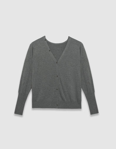 Cárdigan gris punto reversible mujer - IKKS