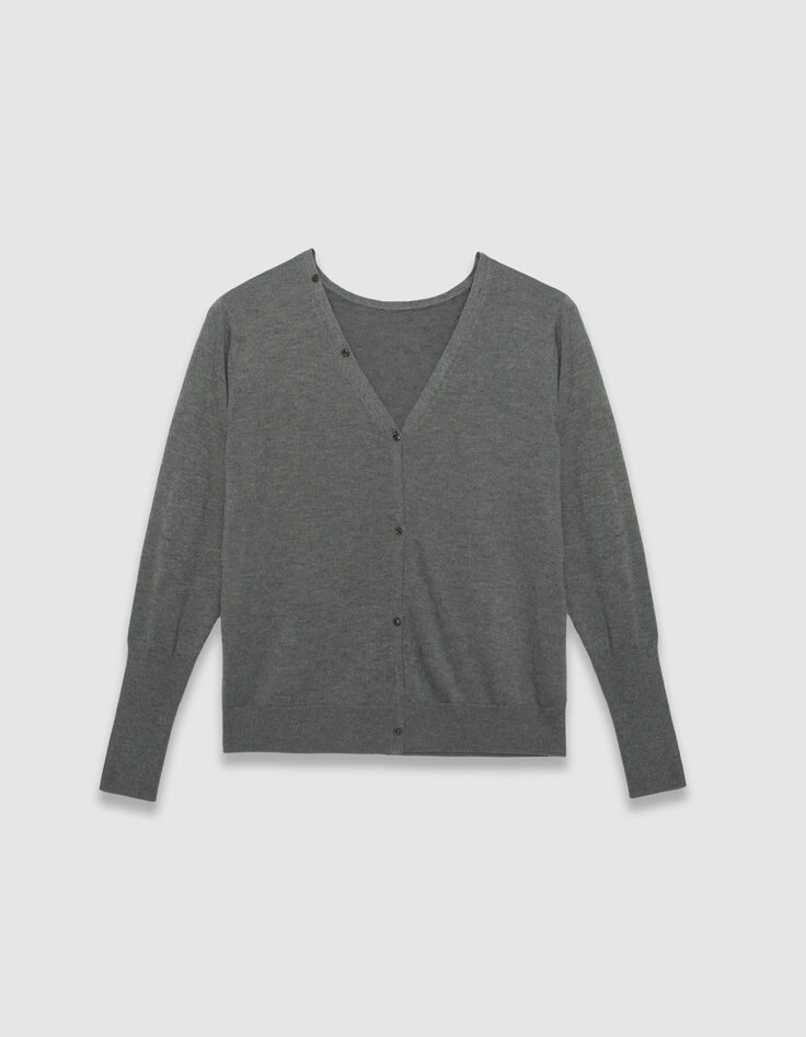 Cárdigan gris punto reversible mujer-1