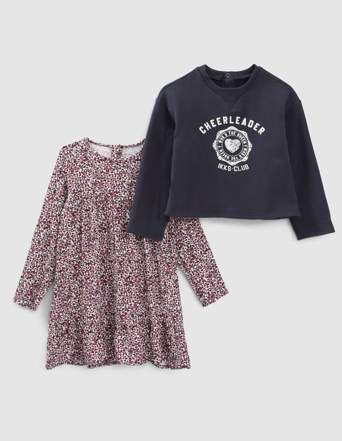 Baby girls’ 2-in-1 star print dress with sweatshirt-1
