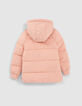 Girls’ pink padded jacket with side zips-3