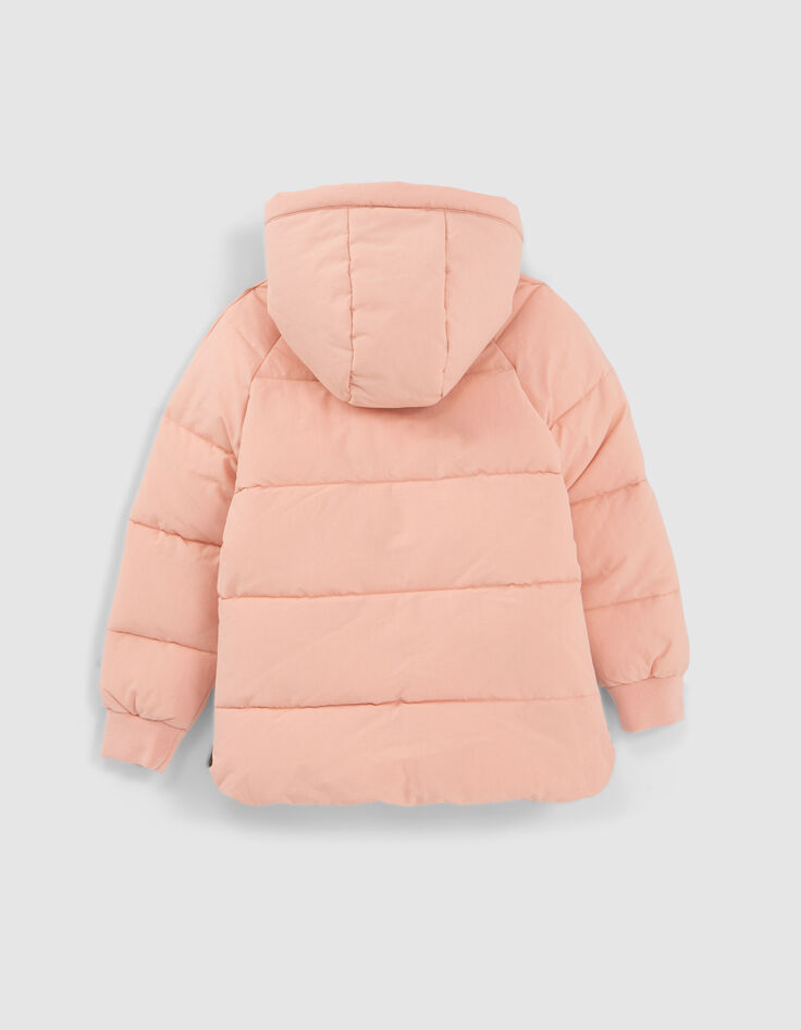 Girls’ pink padded jacket with side zips-3