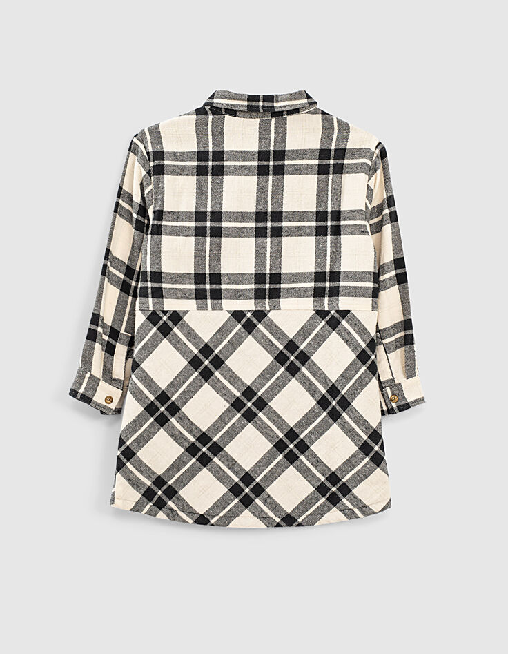 Robe chemise sable chiné à carreaux fille-4
