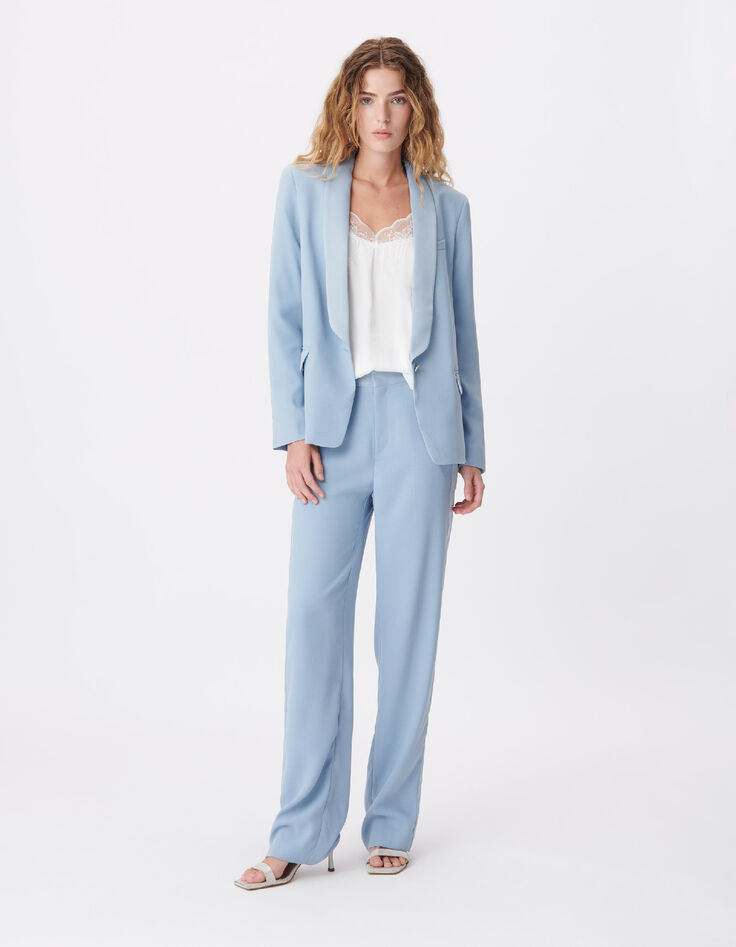 Women's blue fluid oversized suit jacket-1