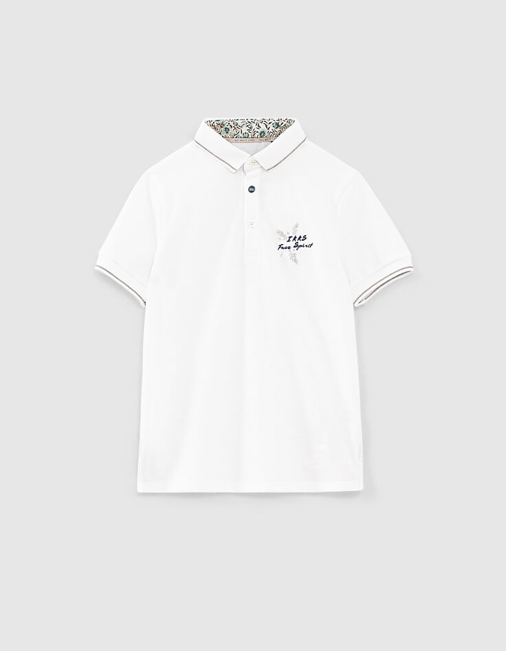 Optisch weißes Jungenpoloshirt mit Stickerei -2