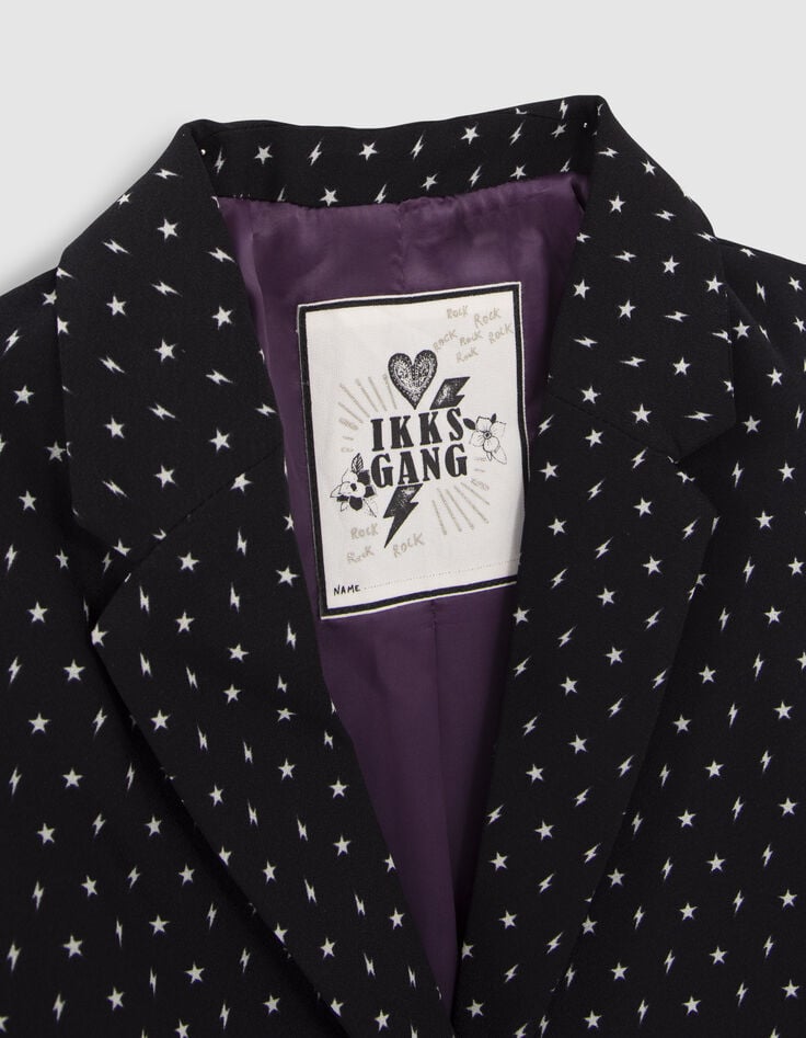 Chaqueta negra estampado minimalista niña-2