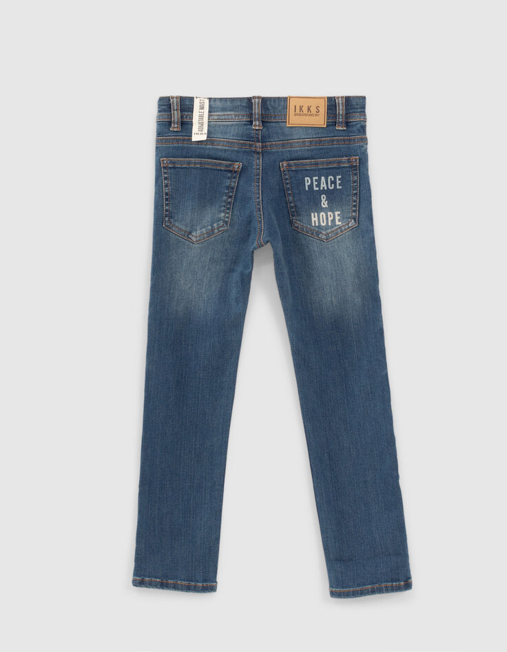 Vaquero slim blue vintage con parches niño -3