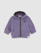 Baby boys’ violet hooded cardigan with print on back-2