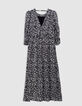 Robe longue noire LENZING™ ECOVERO™ imprimé minimal flower Femme-7