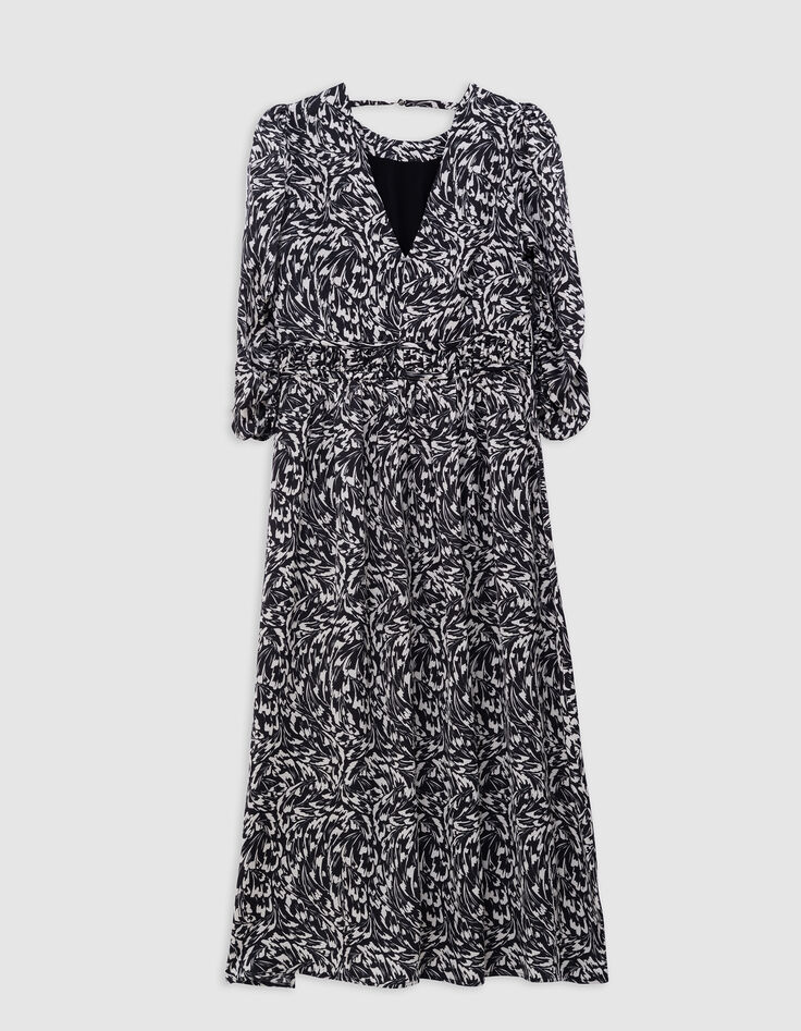 Robe longue noire LENZING™ ECOVERO™ imprimé minimal flower Femme-7