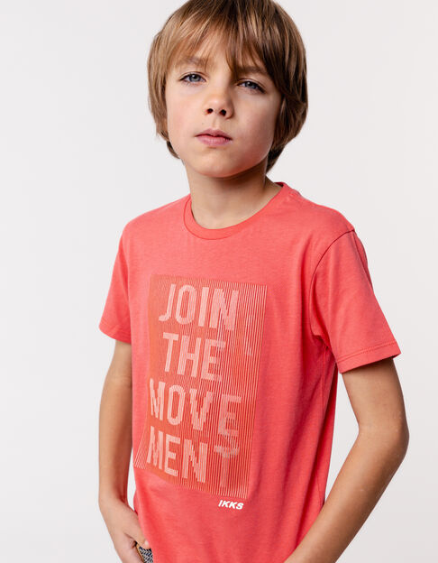 Rotes Jungen-T-Shirt, Biowolle, Gummistreifen, Schriftzug - IKKS
