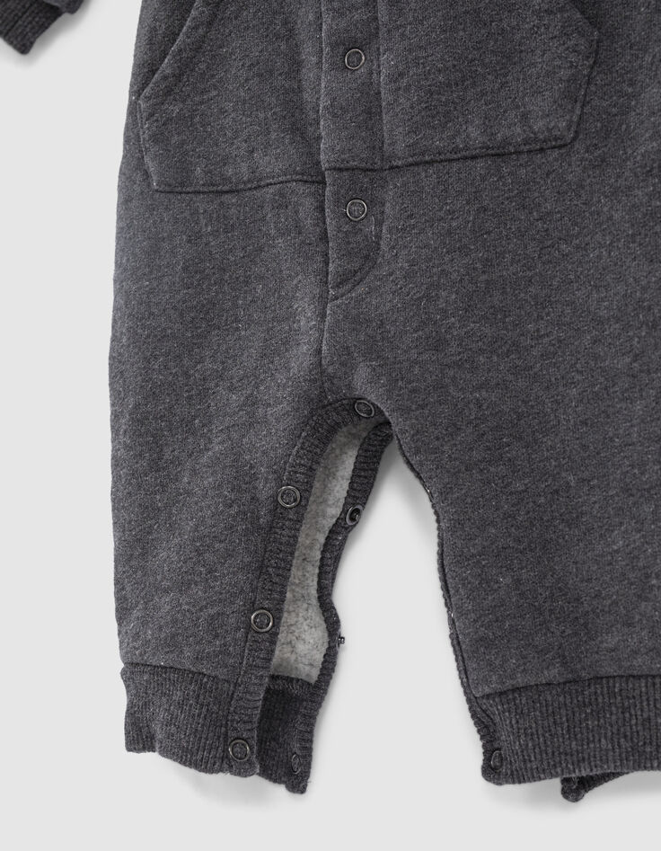 Baby’s grey marl organic fabric hooded all-in-one-4