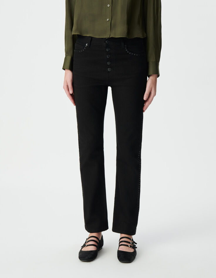 Rechte zwarte cropped jeans sierstuds Janis Dames-2 Rechte zwarte cropped jeans sierstuds Janis Dames-2