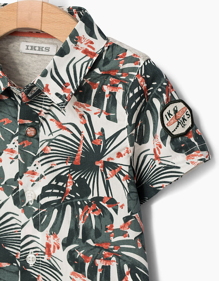 Chemise vert foncé camou tropical bébé garçon -3