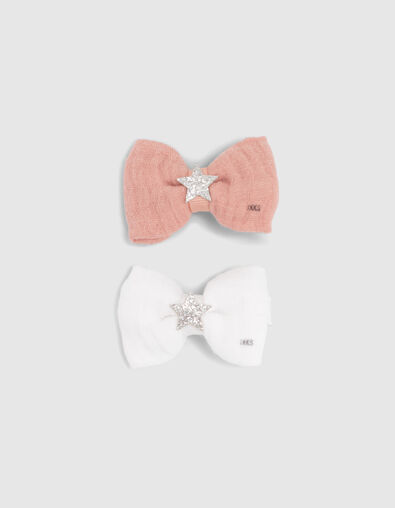 Girls’ pink and white bow snap hair clips - IKKS