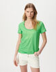 Camiseta manga corta verde irisado-2