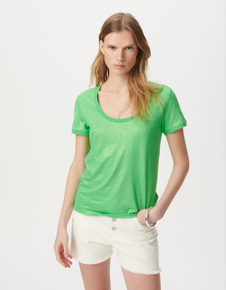 Camiseta manga corta verde irisado-2