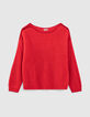 Jersey rojo punto grueso mohair mujer-1