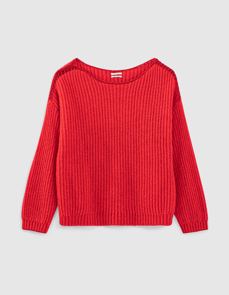 Jersey rojo punto grueso mohair mujer-1