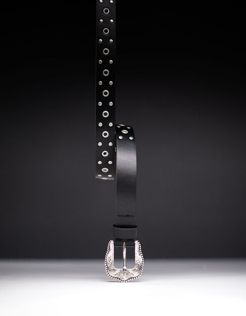 Girls’ black studded and rivets belt