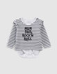 Baby’s putty marl organic cotton bodysuit with ruffles-1