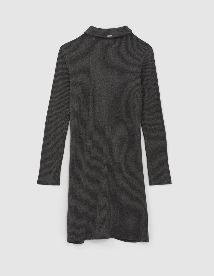 Girls’ grey ribbed shirt dress-3