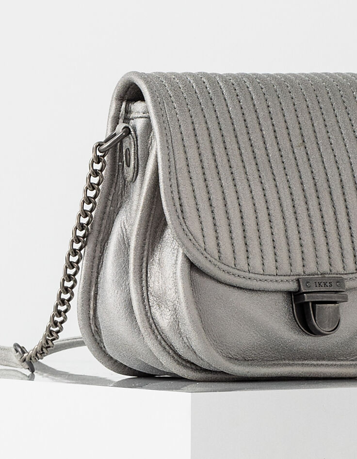Women’s The Cameraboy silver smooth leather bag-4