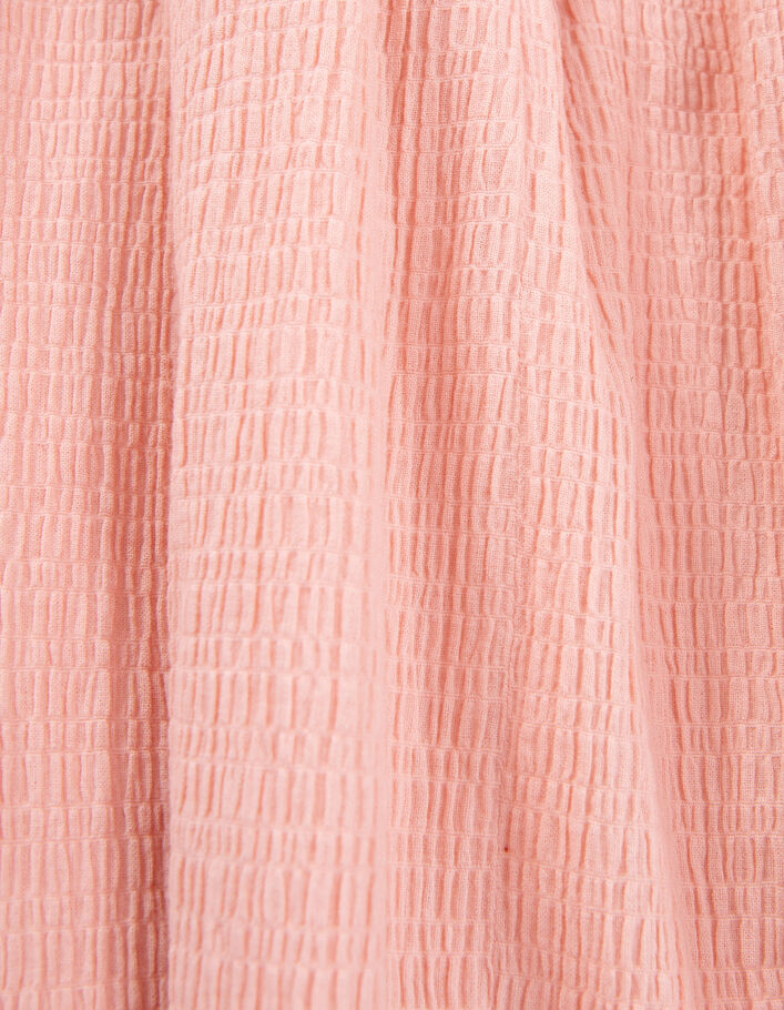 Girls’ peach waffle fabric dress with embroidery - IKKS