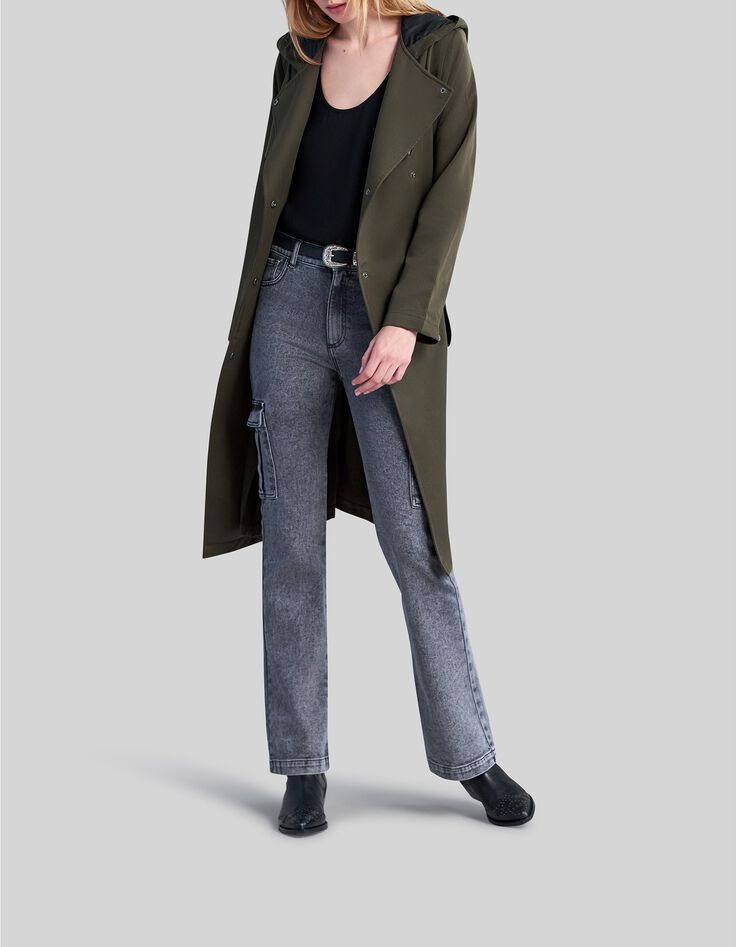 Women's khaki Lyocell® hooded trench coat-5