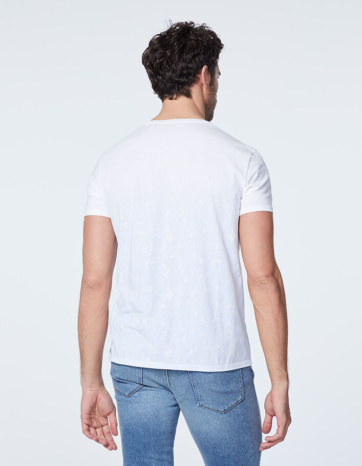 Men’s white deep-dye effect T-shirt with flower motifs - IKKS