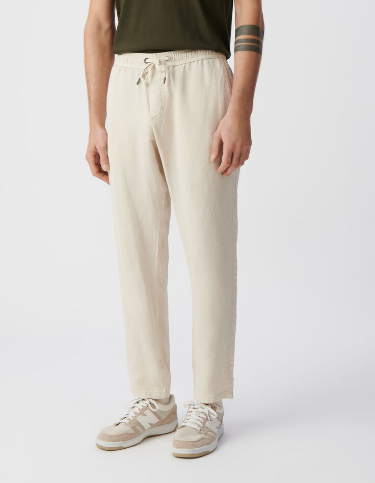 Men’s beige Lyocell® and linen joggers-2