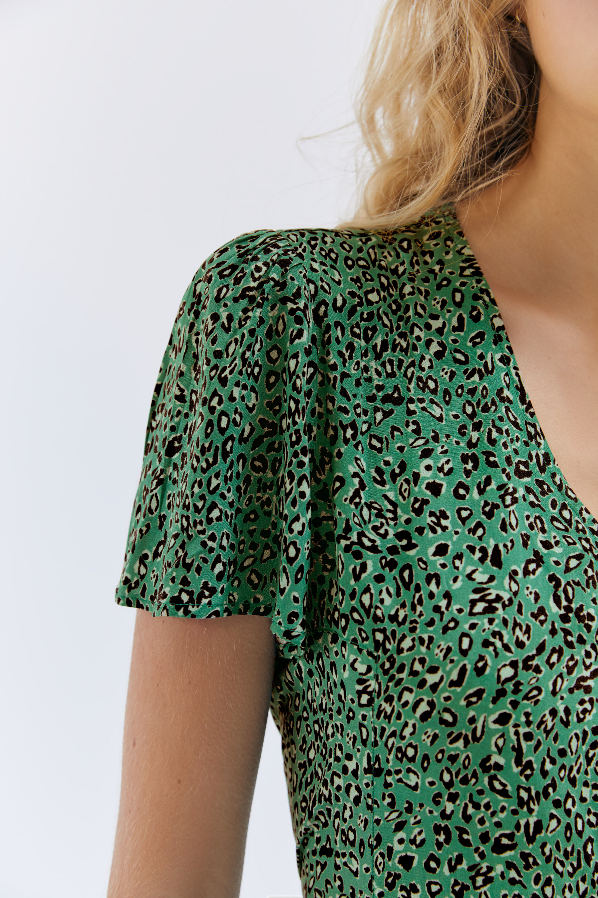 Robe verte boutonn e imprim l opard Femme