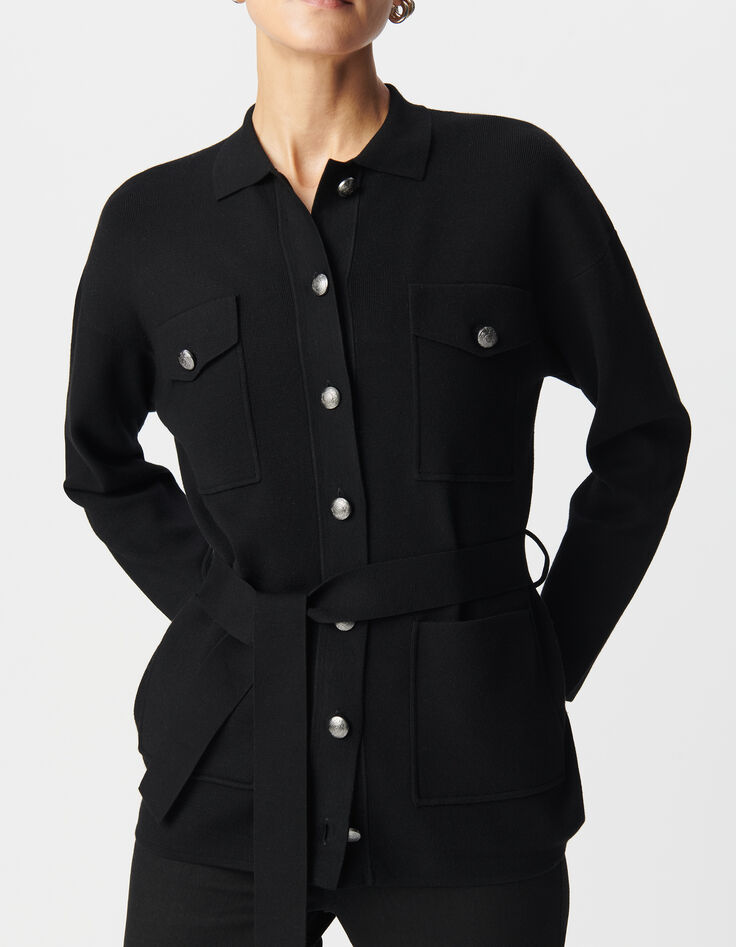 Saharienne noire tricot 4 poches Femme-4