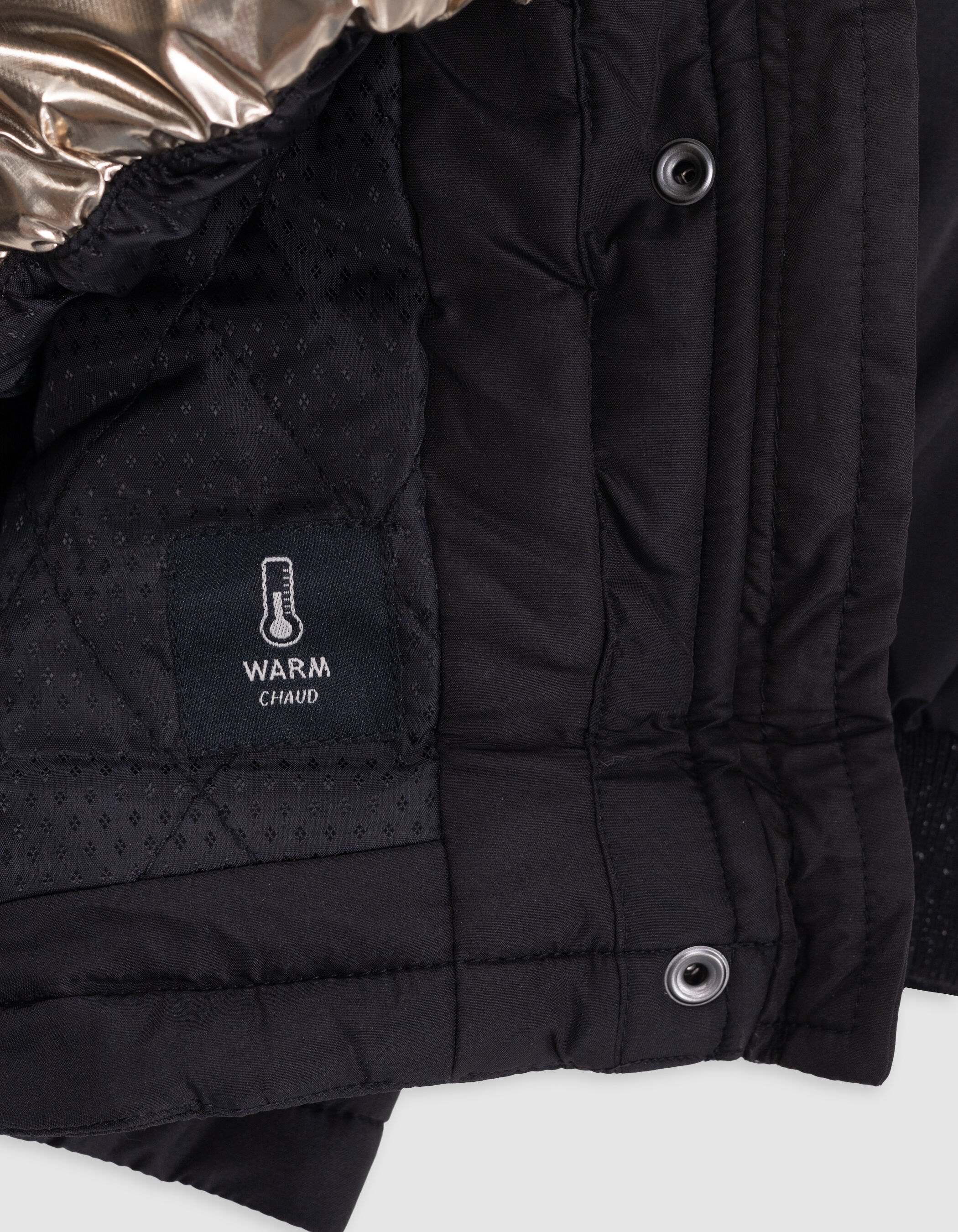 Girl s 2 in 1 black parka with sleeveless gold down jacket IKKS